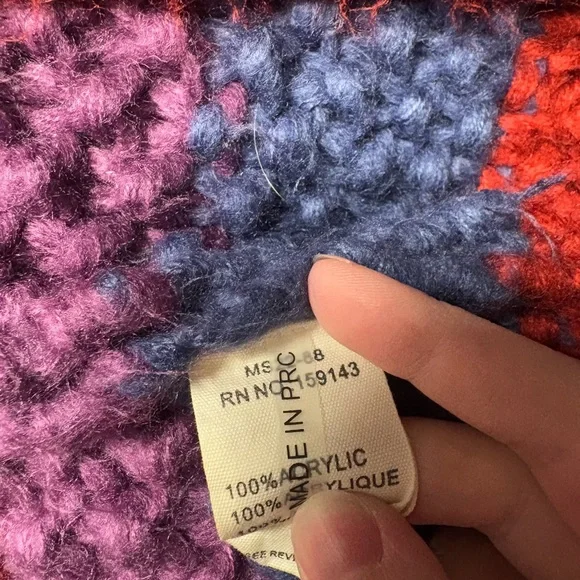 FRNCH Lobelia cardigan sweater chunky rainbow knit women’s size medium large - Picture 7 of 9